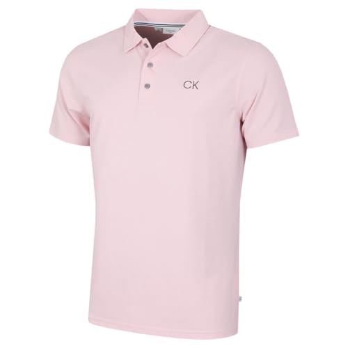 Calvin Klein Herren Zentral Eco Wicking Golf-Polo-Hemd - Baby Rosa - XXXXL von Calvin Klein