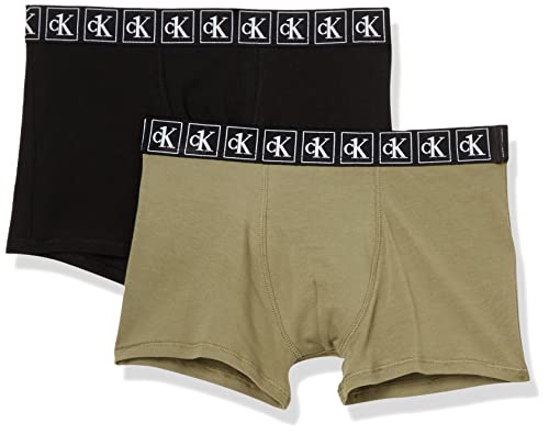 Calvin Klein Jungen 2Pk 407 Trunks, Deltagreen/Pvhblack, 8-10 Jahre von Calvin Klein