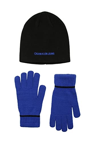 Calvin Klein Jungen Besticktes Ck Handschuhe-Set, Acid Lime Beanie, Mehrfarbig (Surf The Web), 8-16 Jahre von Calvin Klein