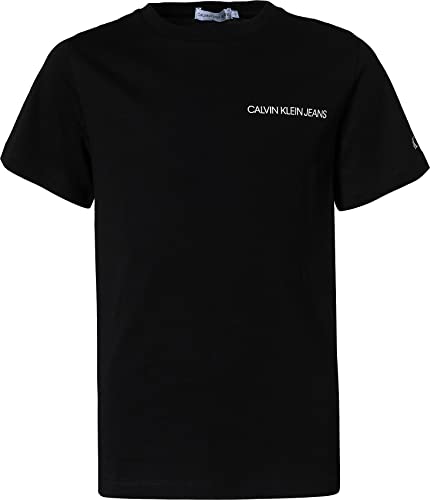 Calvin Klein Jungen T-Shirt Kurzarm Chest Logo Top Rundhalsausschnitt, Schwarz (Ck Black), 12 Jahre von Calvin Klein