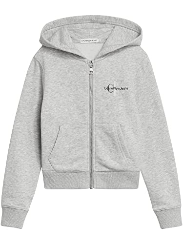 Calvin Klein Mädchen Sweatjacke Mixed Monogram Zip Through Gr. 12 Jahre Grau von Calvin Klein