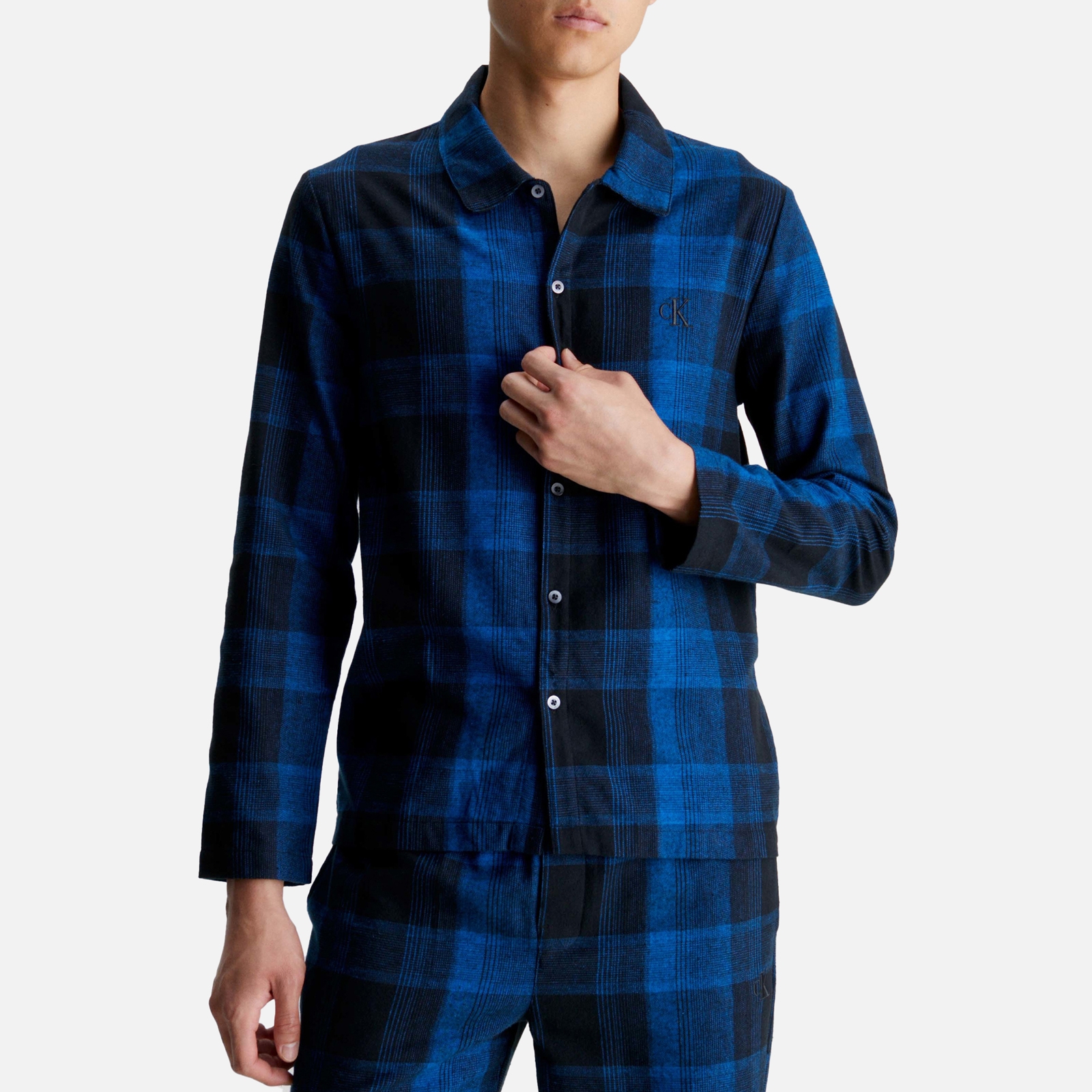 Calvin Klein Long Sleeved Cotton-Flannel Pyjama Shirt - L von Calvin Klein