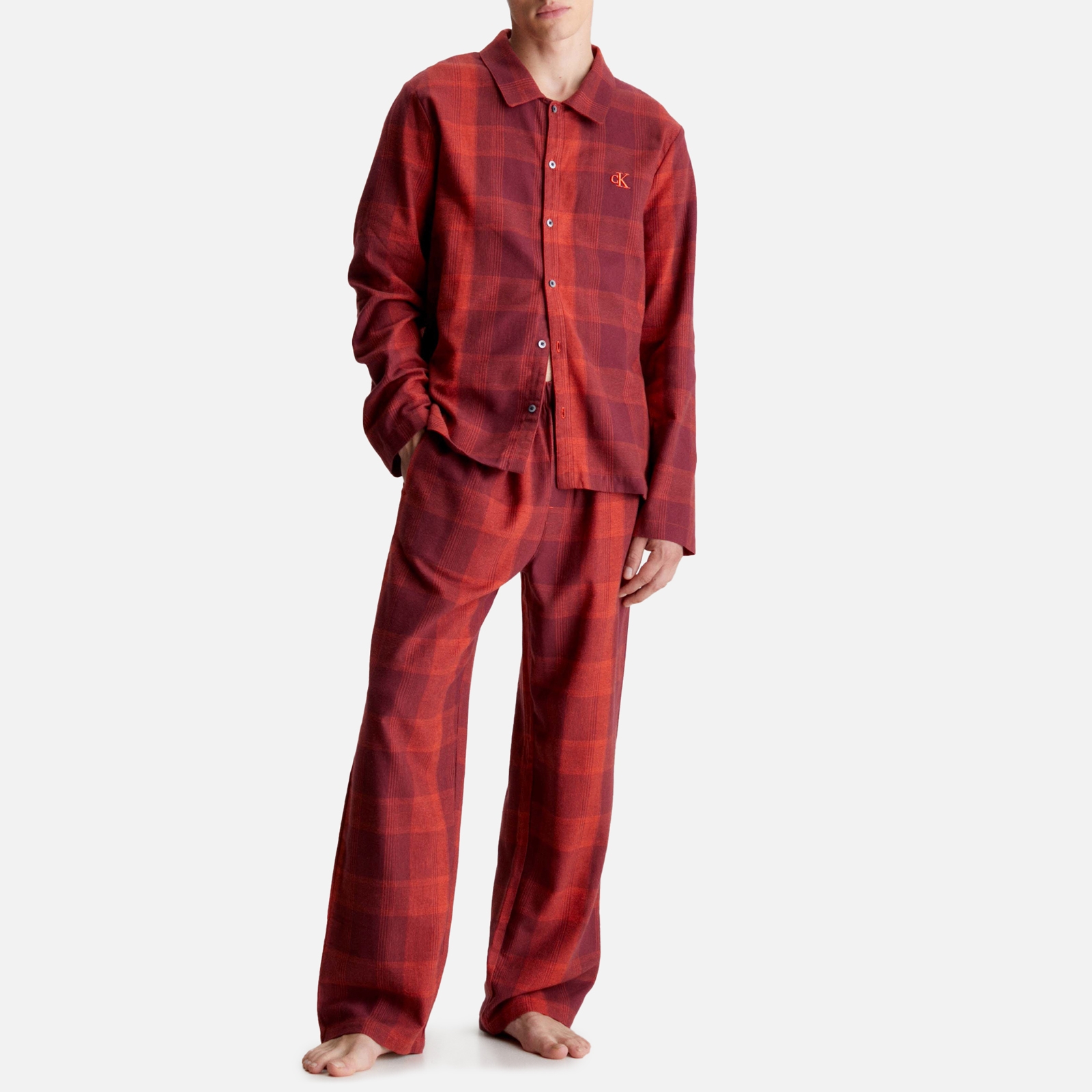 Calvin Klein Long Sleeved Cotton-Flannel Pyjama Set - L von Calvin Klein