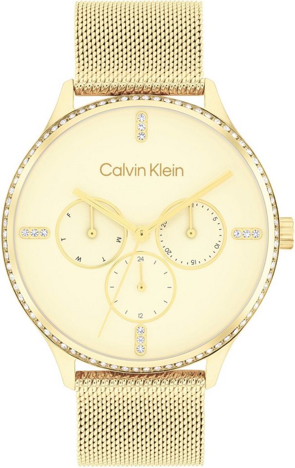 Calvin Klein Multifunktionsuhr 25200372, Quarzuhr, Armbanduhr, Damen, Datum, Glaskristalle, 12/24-Std.-Anzeige von Calvin Klein