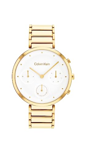 Calvin Klein Multi Zifferblatt Quarz Uhr für Damen mit Gelbgoldfarbenes Edelstahlarmband - 25200284 von Calvin Klein