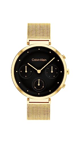 Calvin Klein Multi Zifferblatt Quarz Uhr für Damen mit Gelbgoldfarbenes Edelstahlarmband - 25200287 von Calvin Klein