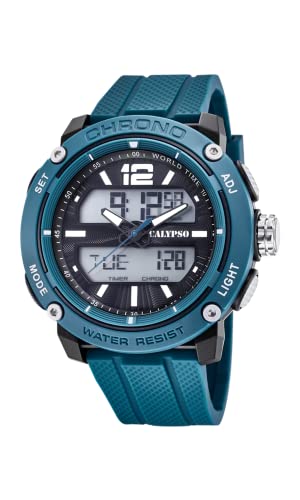 Calypso Herren Analog-Digital Gesteppte Daunenjacke Uhr mit Kunststoff Armband K5796/2 von Relojes Calypso