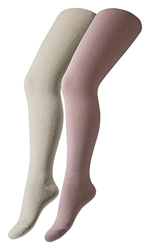 Camano 003101000 - Kinder organic Baumwolle ca-soft Tights 2 Paar, Größe 110/116, silver rose +offwhite von Camano