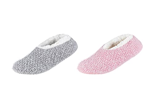 Camano 1202005000 - Damen cosy Kuschel chenille Slippers 2 Paar, dusty rose, Größe 39/40 von Camano