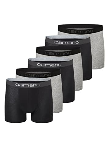 Camano Herren Boxershorts Unterhosen Herren elastischer Gummibund ohne Einschneiden Baumwolle Stretch hautfreundlich Atmungsaktiv 6er Pack 2XL Black Mix von Camano