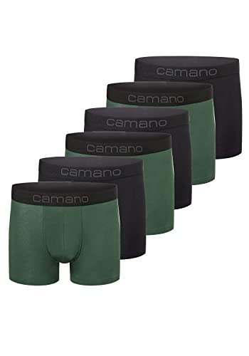 Camano Herren Boxershorts Unterhosen Herren elastischer Gummibund ohne Einschneiden Baumwolle Stretch hautfreundlich Atmungsaktiv 6er Pack 2XL Sycamore Green von Camano