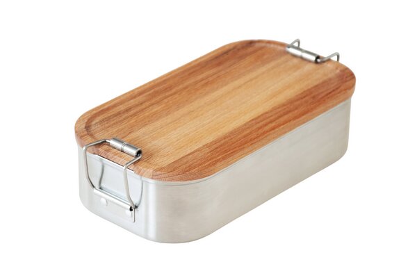 Cameleon Pack EDELSTAHL Lunchbox mit Deckel aus heimischem Buchen Holz von Cameleon Pack