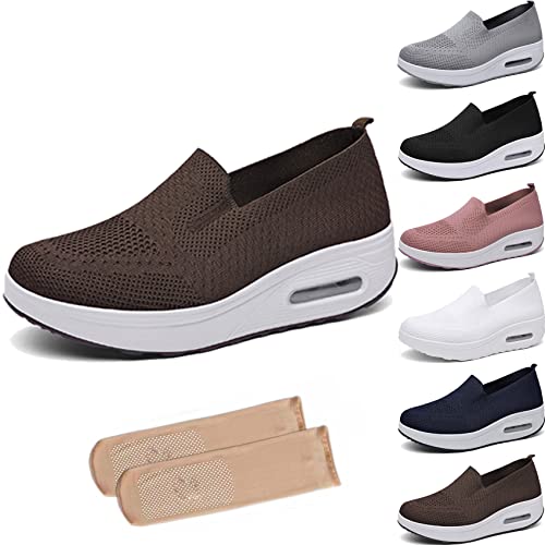 Camic Women's Orthopedic Sneakers, Air Cushion Slip-On Walking Shoes, Orthopedic Slip On Shoes for Women (Dark Brown,7.5) von Camic