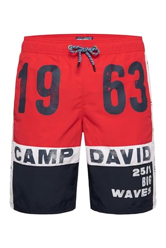 Camp David Herren Badeshorts mit Colour-Blocking und Prints Mission Red 4XL von Camp David