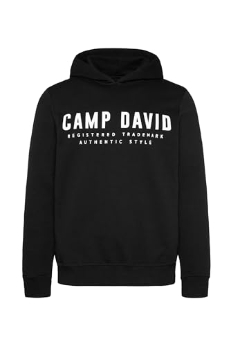 Camp David Herren Basic Hoodie mit Logo Print Black 4XL von Camp David