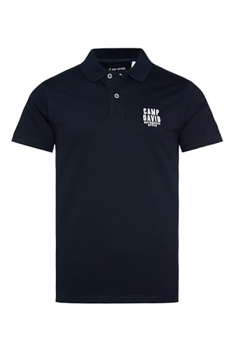 Camp David Herren Basic Pikee-Polo mit Logo-Stickerei Blue Navy 4XL von Camp David