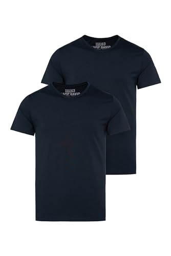 Camp David Herren Basic T-Shirt mit V-Neck, Doppelpack Blue Navy/Blue Navy XL von Camp David