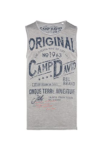 Camp David Herren Gestreiftes Muskelshirt mit Ausbrenner-Effekten von Camp David