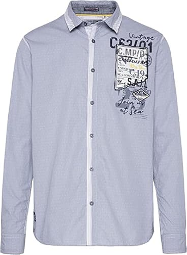 Camp David Herren Hemd mit Streifen- und Webmuster Grey Blue XL von Camp David