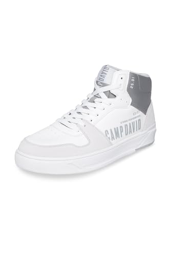 Camp David Herren Hightop Sneaker im Materialmix mit Rubber Logos White 46 von Camp David