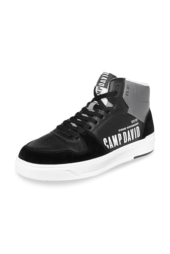 Camp David Herren Hightop Sneaker im Materialmix mit Rubber Logos Black 46 von Camp David