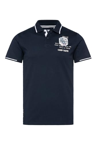 Camp David Herren Kurzarmpolo mit Streifen-Details Blue Navy M von Camp David