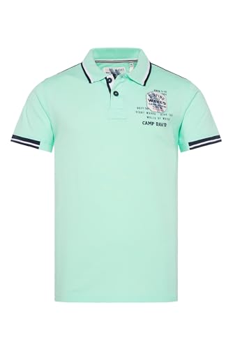 Camp David Herren Kurzarmpolo mit Streifen-Details Sun Aqua S von Camp David