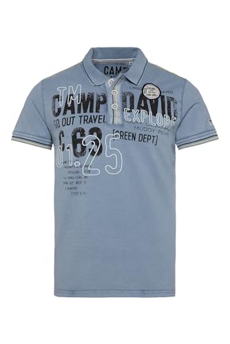 Camp David Herren Pikee-Polo im Vintage Look New Blue XL von Camp David