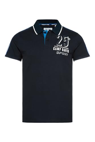 Camp David Herren Pikee-Polo mit Logo-Tapes und Artwork Blue Navy 4XL von Camp David