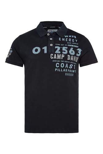 Camp David Herren Pikee-Polo mit Prints und Stickereien Blue Navy 4XL von Camp David