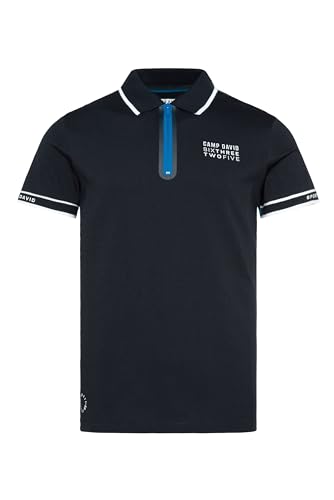 Camp David Herren Polo mit Zipper und Pikee-Einsätzen Blue Navy 4XL von Camp David