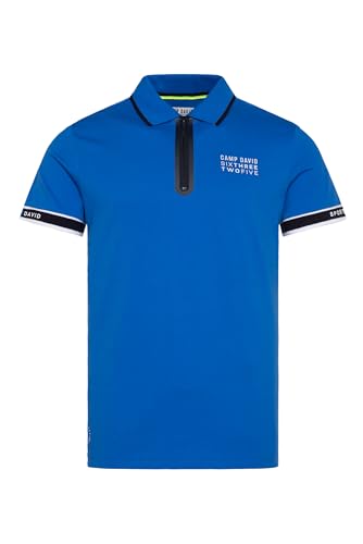 Camp David Herren Polo mit Zipper und Pikee-Einsätzen Tech Blue M von Camp David