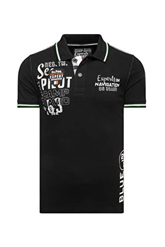 Camp David Herren Poloshirt aus Pikee mit vielen Artworks von Camp David