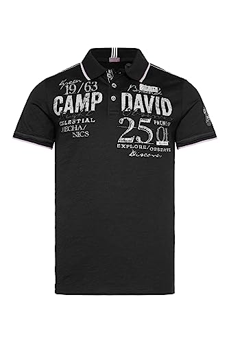 Camp David Herren Poloshirt mit Label-Applikationen Black M von Camp David