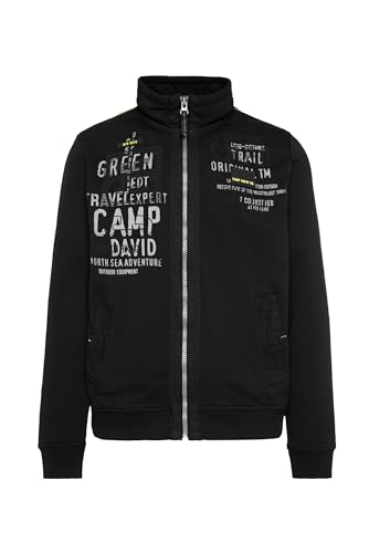 Camp David Herren Sweatjacke mit Logo Prints und Stickereien Black S von Camp David