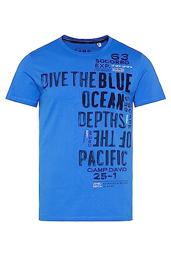 Camp David Herren T-Shirt Rundhals mit Artwork Pacific Blue L von Camp David