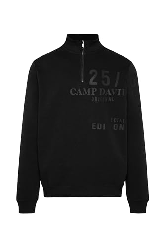 Camp David Herren Troyer-Sweatshirt mit Rubber Prints Black 4XL von Camp David