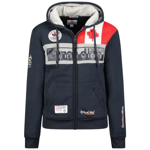 Canadian Peak Flashy_Men - Men's Zip Pocket Hoodie - Sweatshirt Sweater Logo Long Sleeve Warm - Men's Spring Summer Fall Winter Season (Navy Blue L) von Canadian Peak