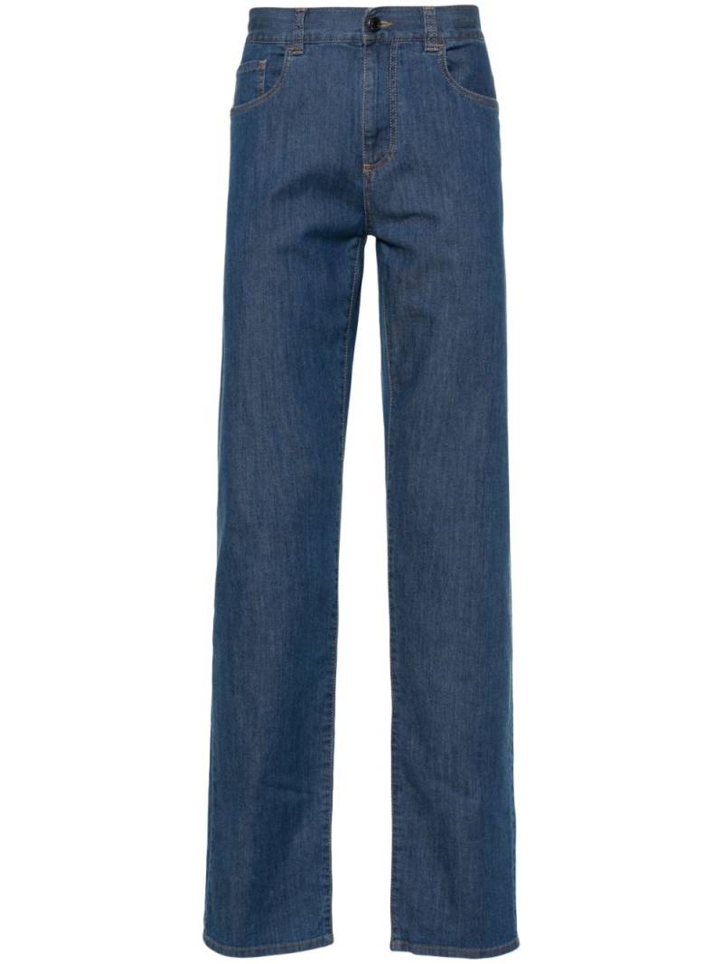 Canali Halbhohe Jeans mit Logo-Patch - Blau von Canali