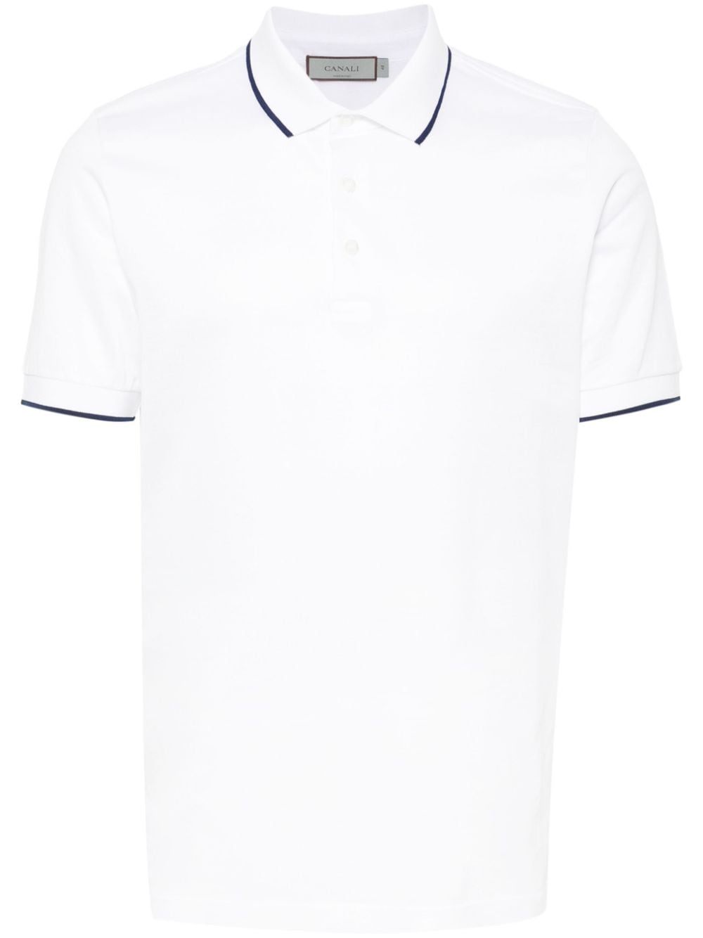 Canali Poloshirt mit Kontrastdetails - Weiß von Canali