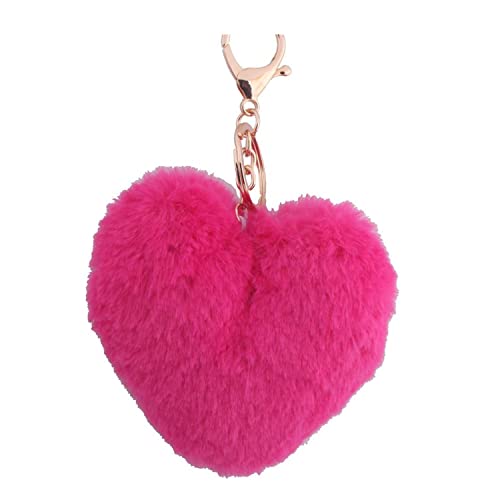 Schlüsselanhänger plüsch Ball Charm DIY Herz Plüsch-Kugel Pompom Weich bommel Keychain Handtaschenanhänger Dekor Autoschlüssel-Anhänger Schlüsselring (# 3) von Canarea