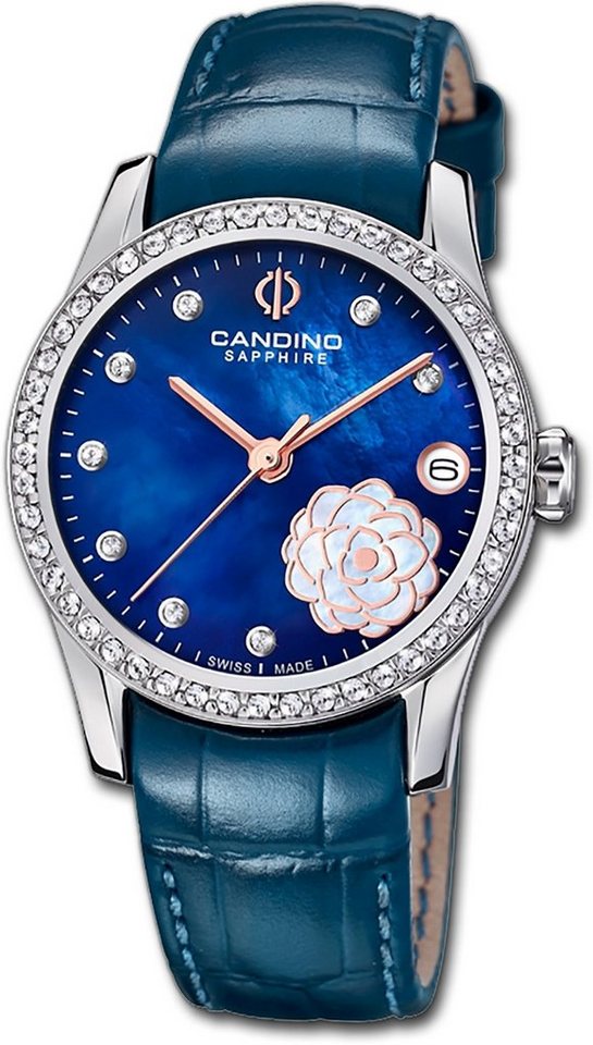 Candino Quarzuhr Candino Leder Damen Uhr C4721/3, (Analoguhr), Damenuhr mit Lederarmband, rundes Gehäuse, mittel (ca. 33mm), Fashion- von Candino