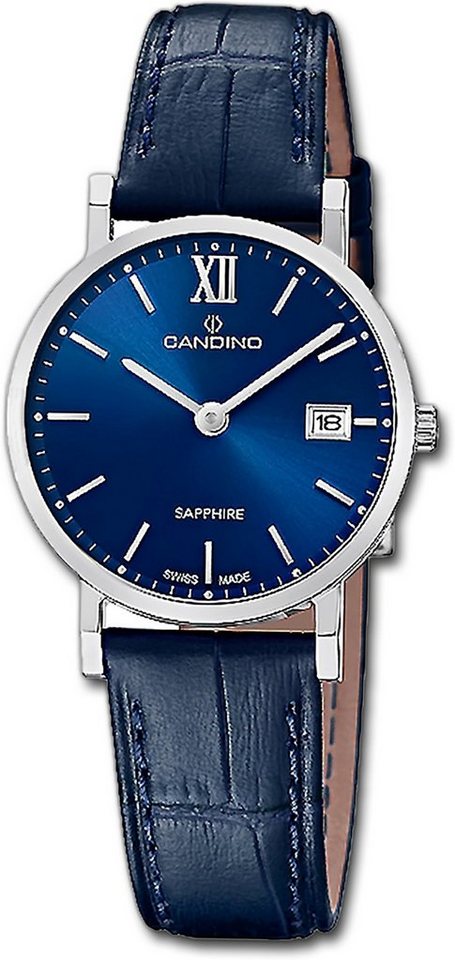 Candino Quarzuhr Candino Damenuhr Classic, (Analoguhr), Damen Armbanduhr rund, Edelstahlarmband blau von Candino