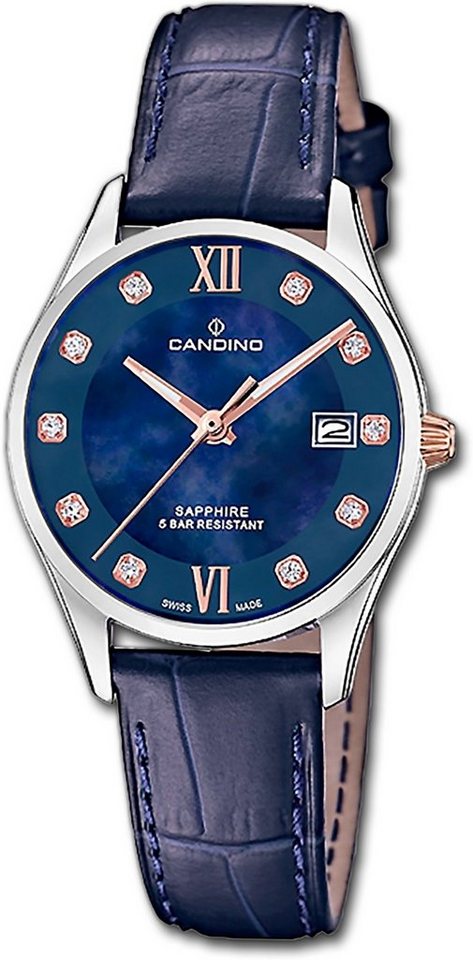 Candino Quarzuhr Candino Damenuhr Classic, (Analoguhr), Damen Armbanduhr rund, Edelstahlarmband blau von Candino