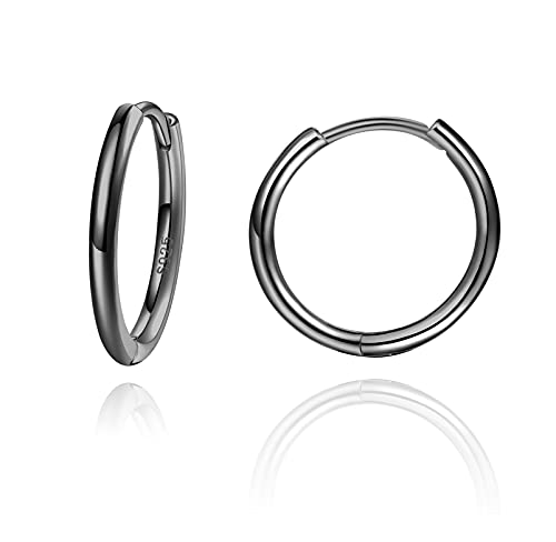 Creolen Silber Damen klein 925 18MM echte silbercreolen hoops ohrringe Schwarz Männer von Candyfancy