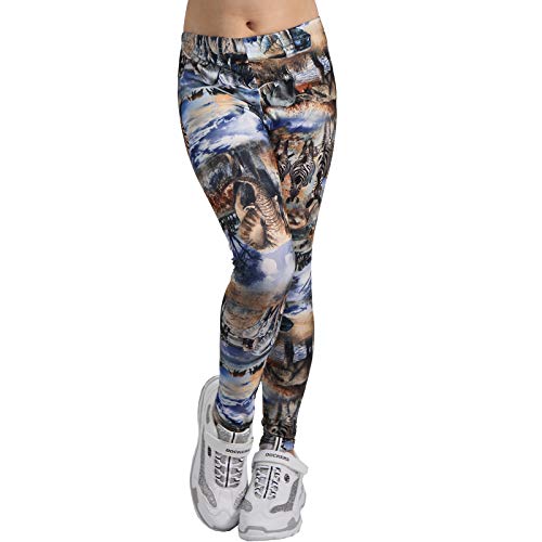 Candygirls Kinder Leggings Elefant Print Zebra Hose weich Savanne Himmel Mädchen Sonne PGT705 (Blau, 134) von Candygirls