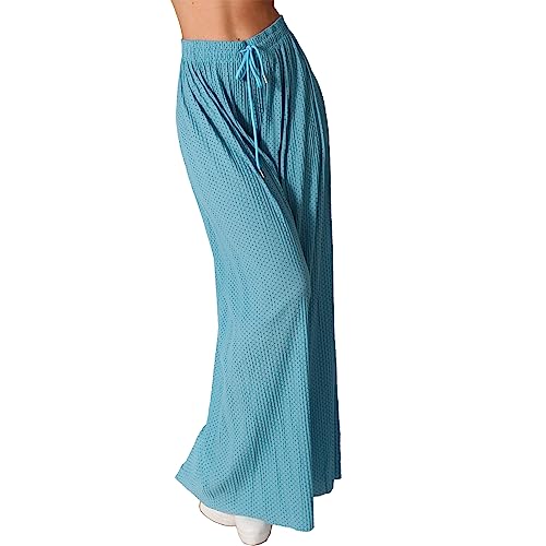 Damen Hose Palazzo Punkte Plissee Hosenrock Cullotte Aladin Ali Baba Pluder Urlaub 1018 (as3, Alpha, one_Size, Regular, Regular, Türkis) von Candygirls