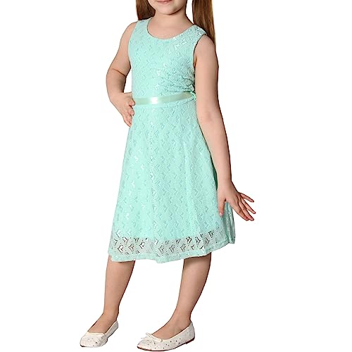 Kleid Mädchen Prinzessin Hochzeit Herz Spitze festlich Geburtstag Party Sonntag T202 (as3, Numeric, Numeric_152, Regular, Mint) von Candygirls