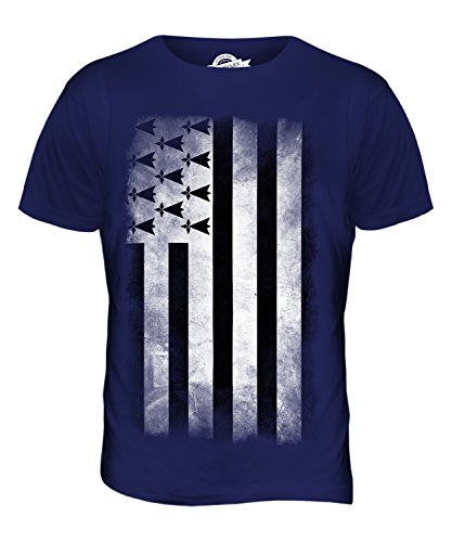 Candymix Bretagne Verblichen Flagge Herren T Shirt, Größe Large, Farbe Navy Blau von Candymix