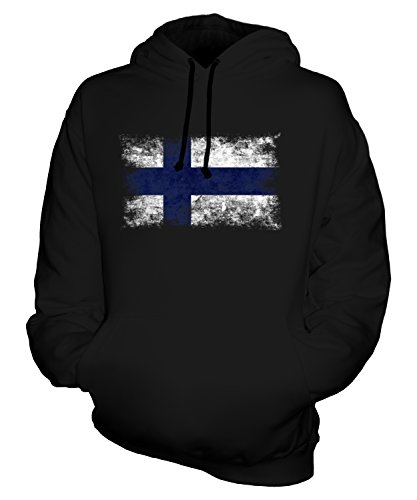 Candymix Finnland Weinlese Flagge Unisex Herren Damen Kapuzenpullover, Größe 3X-Large, Farbe Schwarz von Candymix